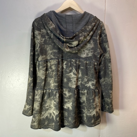 #0084 Mur Mur -Long Olive & Cream Zip Up Flare Cute Sweatshirt. - Picture 2 of 11